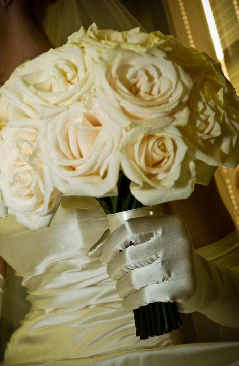 I think long satin gloves are a very elegant addition to a beautiful gown.